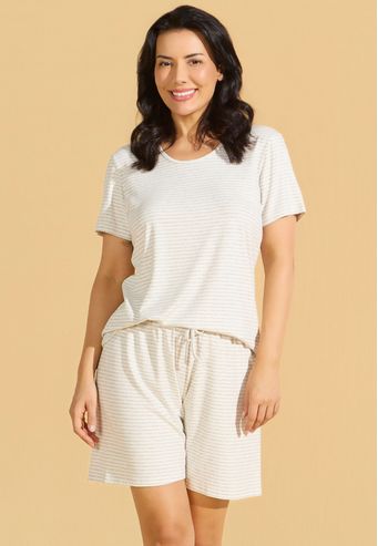 PIjama Manga Curta Meia Coxa de Viscose