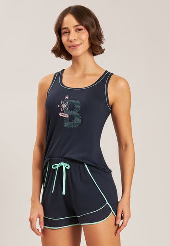 Pijama Regata Com Shorts De Viscose Strech Baunilha