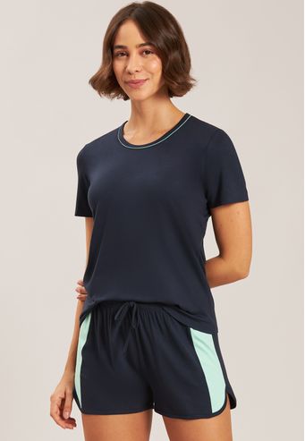 Pijama Curto De Viscose Stretch Baunilha