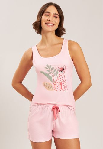 Pijama De Regata Com Shorts De New Skin Baunilha