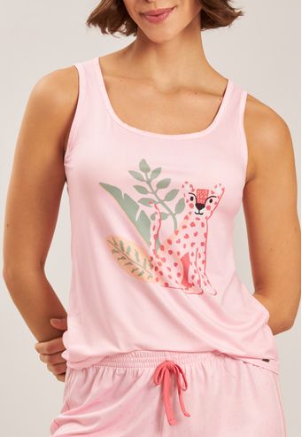 Pijama De Regata Com Shorts De New Skin Baunilha