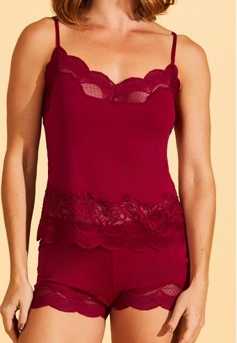 Babydoll Com Calecon De Microfibra e Renda Recco