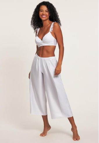 Calça Recco de Charmeuse Prime com Crepe