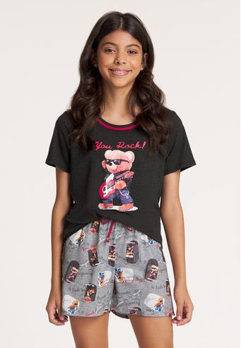 Pijama Recco Juvenil Curto de Viscose Stretch e Viscose Digital