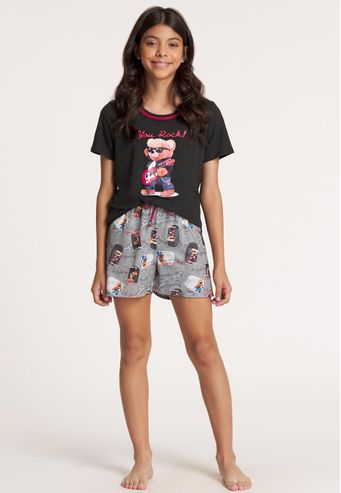 Pijama Recco Juvenil Curto de Viscose Stretch e Viscose Digital