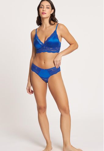 Calcinha Recco Tanga de Renda e Charmeuse Prime