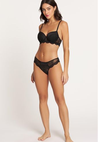 Calcinha Recco Tanga de Bio Senci com Renda, Charmeuse Prime e Rendão Heaven