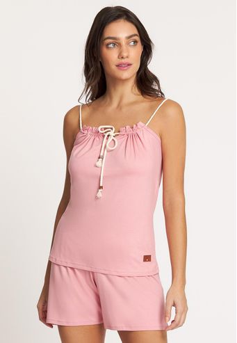 Pijama Recco com Shorts Midi de Viscose Stretch