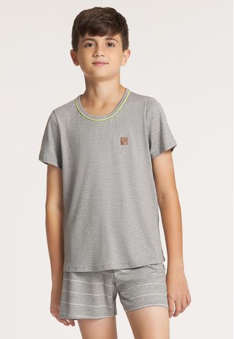 Pijama Recco Infantil de Viscose Stretch e Viscose Listrada