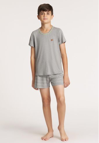 Pijama Recco Infantil de Viscose Stretch e Viscose Listrada
