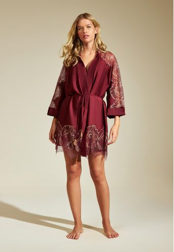 Robe Recco de Charmeuse Prime com Rendão Âmbar
