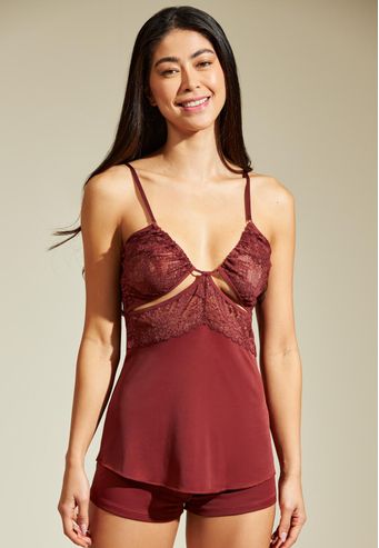 Babydoll Recco de Microfibra com Renda