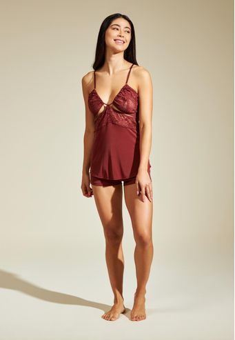 Babydoll Recco de Microfibra com Renda