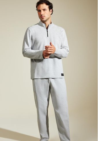 Pijama Recco Longo de Moletinho Mesclado