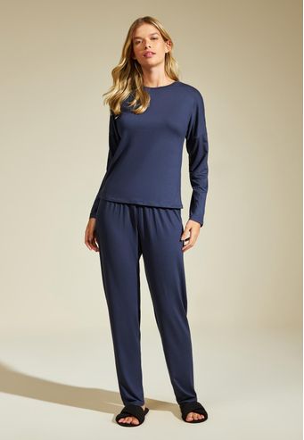 Pijama Recco de Viscose Stretch com Renda