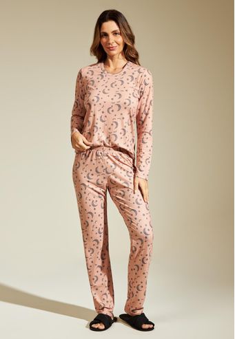 Pijama Recco Longo de Canelado Estampado