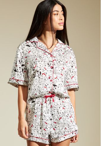 Pijama Recco Aberto Curto de Charmeuse 101 Dálmatas