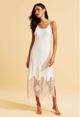 Slip Dress Recco de Viscolinen com Rendão