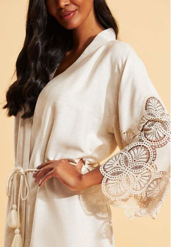 Robe Recco Avulso de Viscolinen com Renda