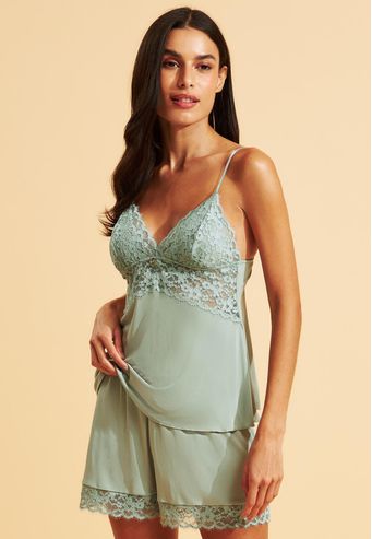 Babydoll Recco de Microfibra com Renda