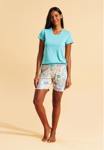 Pijama Recco Curto de Viscose Stretch e Microfibra
