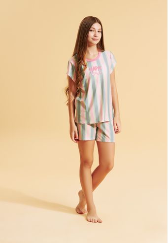 Pijama Recco Juvenil de Algodão Listrado