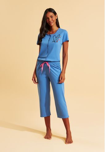 Pijama Recco Aberto Curto de 100% Algodão