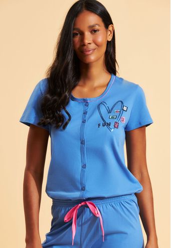 Pijama Recco Aberto Curto de 100% Algodão