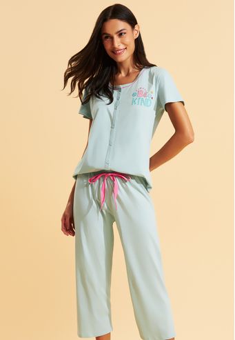 Pijama Recco Aberto Curto de 100% Algodão