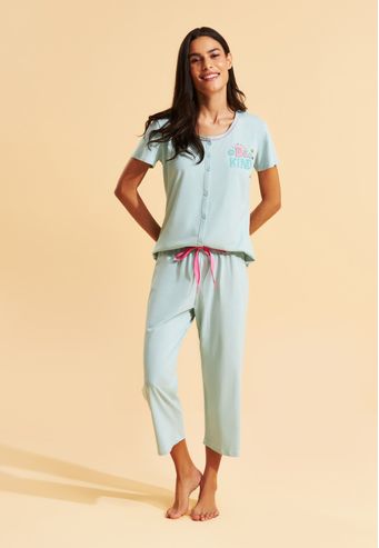 Pijama Recco Aberto Curto de 100% Algodão