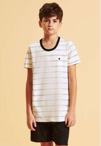 Pijama Recco Juvenil de Malha Listrada e Viscose
