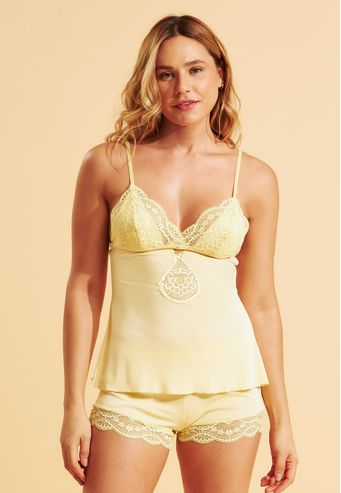 Babydoll Recco de Microfibra com Renda