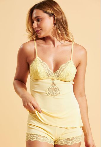 Babydoll Recco de Microfibra com Renda