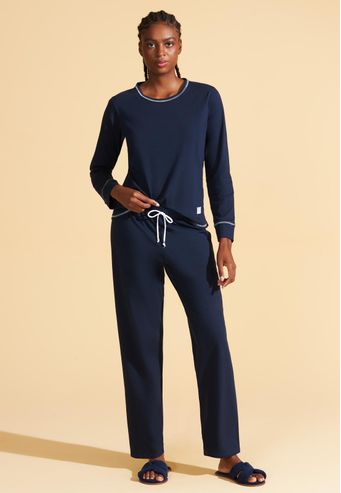 Pijama Recco Longo de Algodão Com Elastano