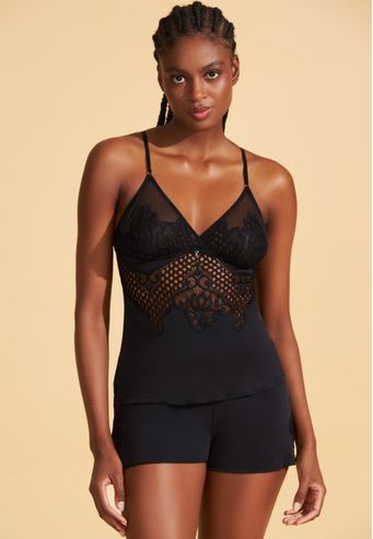 Babydoll Recco de Microfibra e Rendão