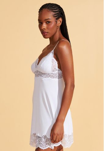 Camisola de Microfibra Com Renda Recco