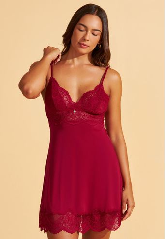 Camisola de Microfibra Com Renda Recco