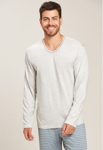 Pijama Baunilha Longo de Viscose e Viscolist