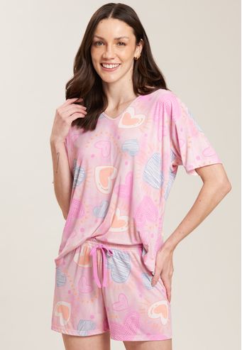 Pijama Baunilha Curto de Microfibra