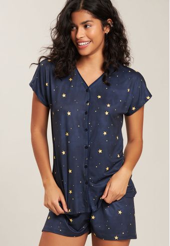 Pijama Baunilha Curto Aberto de New Skin