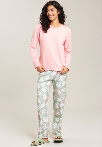 Pijama Baunilha Longo de Moletinho Com Soft