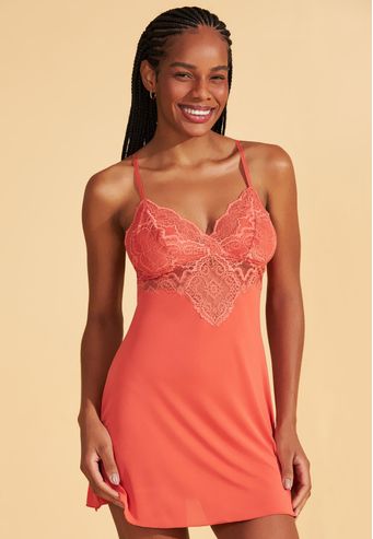 Camisola de Microfibra Com Renda Recco