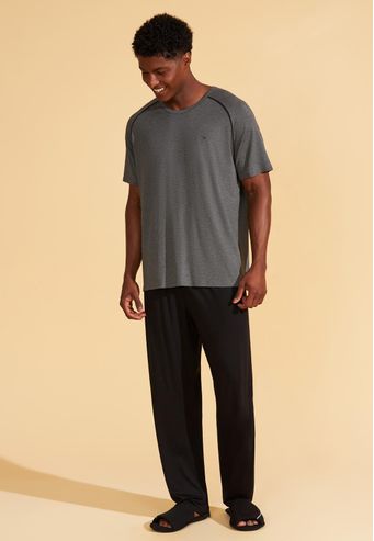 Pijama Blusa Manga Curta Com Calça de Viscose Recco