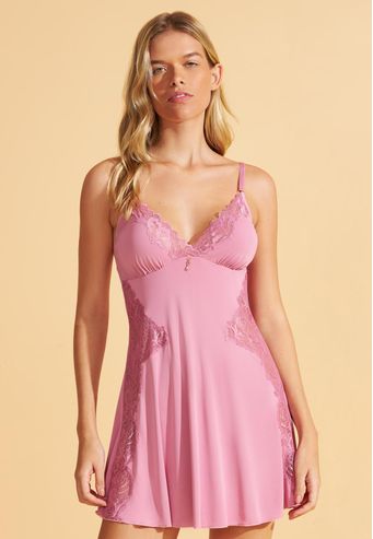 Camisola de Microfibra Com Renda Recco