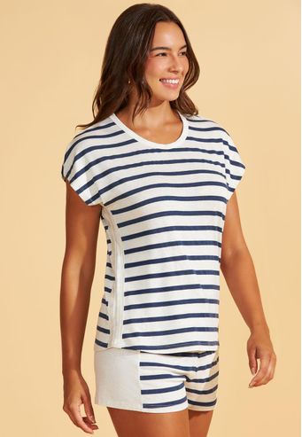 Pijama Curto De Viscose Fine Linen Recco