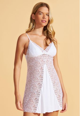 Camisola de Microfibra Com Renda Recco