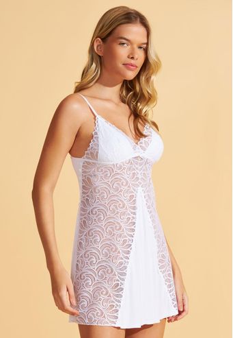 Camisola de Microfibra Com Renda Recco