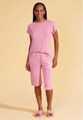 Pijama Manga Curta Com Maria João de Microfibra Recco