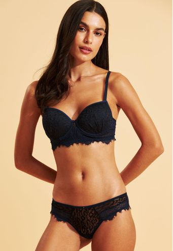 Calcinha Recco Fio de Renda e Tule Animal Print