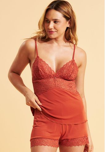 Babydoll Recco de Microfibra com Renda